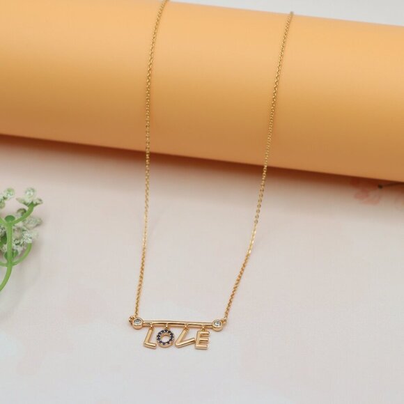 Elegant Rose Gold 'LOVE' Pendant Necklace with Dainty Chain, XPNL0197 - Picture 9 of 13